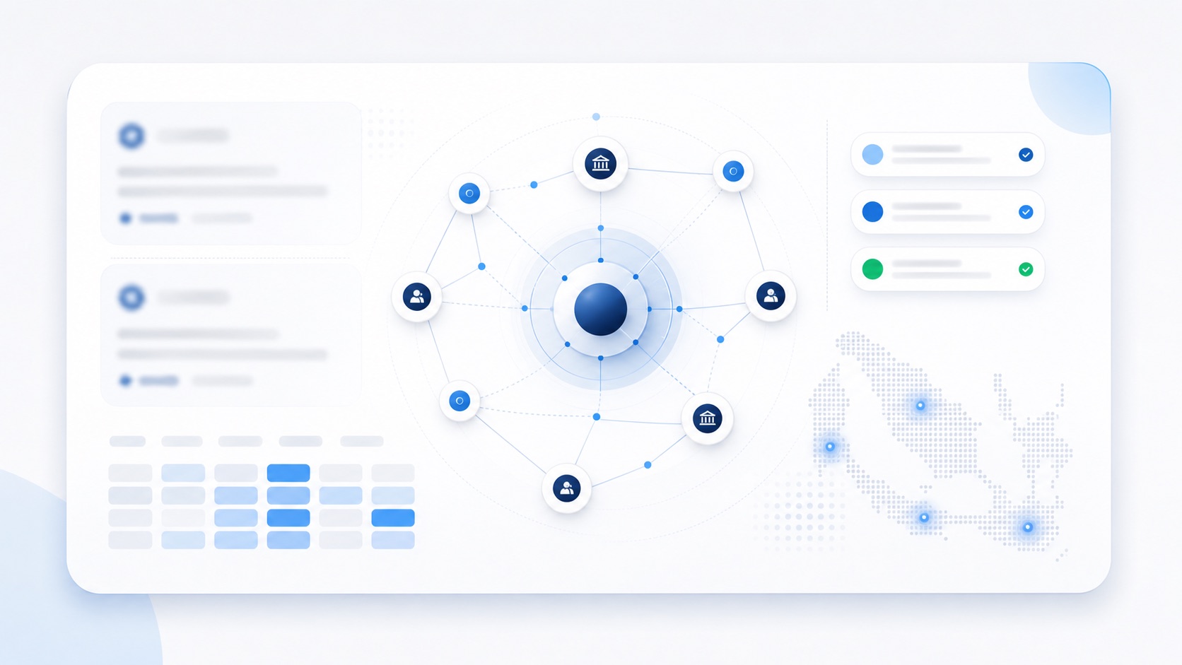 Abstract KPI dashboard visual for electronics stakeholder mapping
