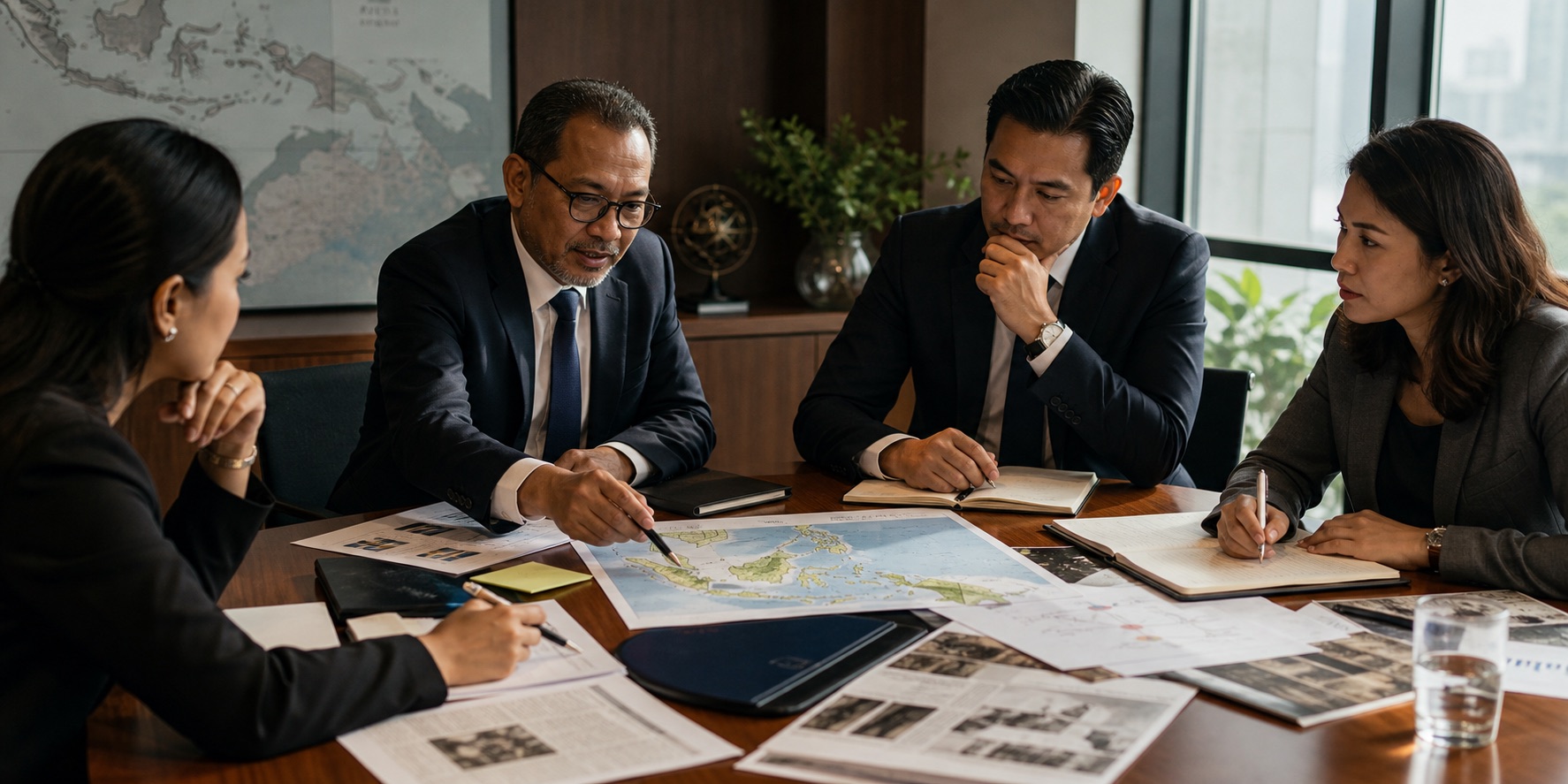 K&R advisors reviewing stakeholder and policy intelligence materials